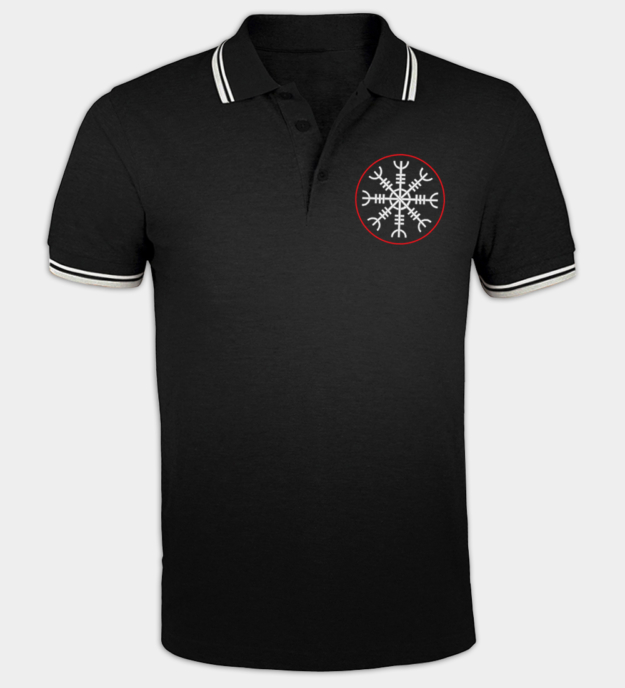 Ægishjálmur brodert piqué-skjorte