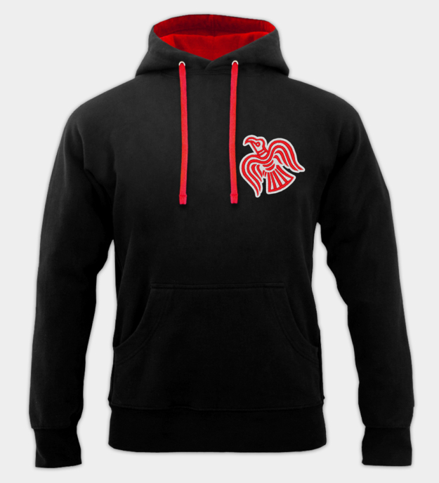 Viking ravn brodert hettegenser