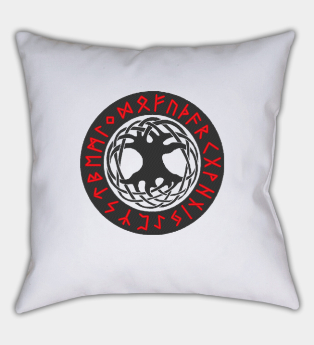 Yggdrasil brodert putetrekk