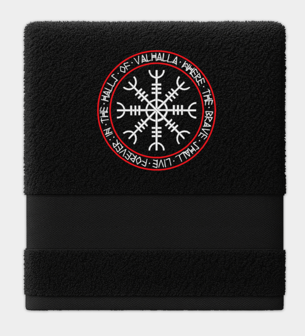 Valhallas haller brodert håndkle