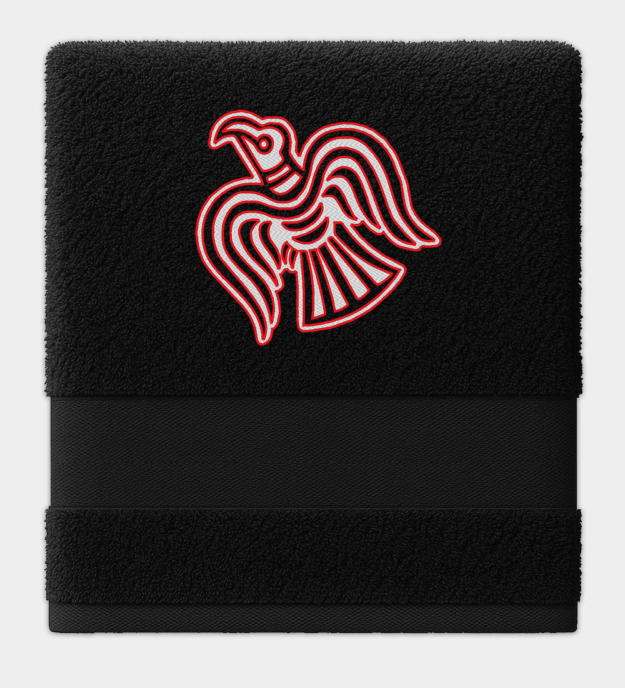 Viking ravn motiv brodert håndkle