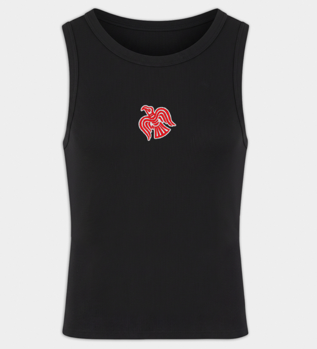 Vikingravnmotiv brodert tanktopp til herre